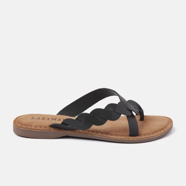 lazamani-ava-damen-leder-zehentrenner-black image 1