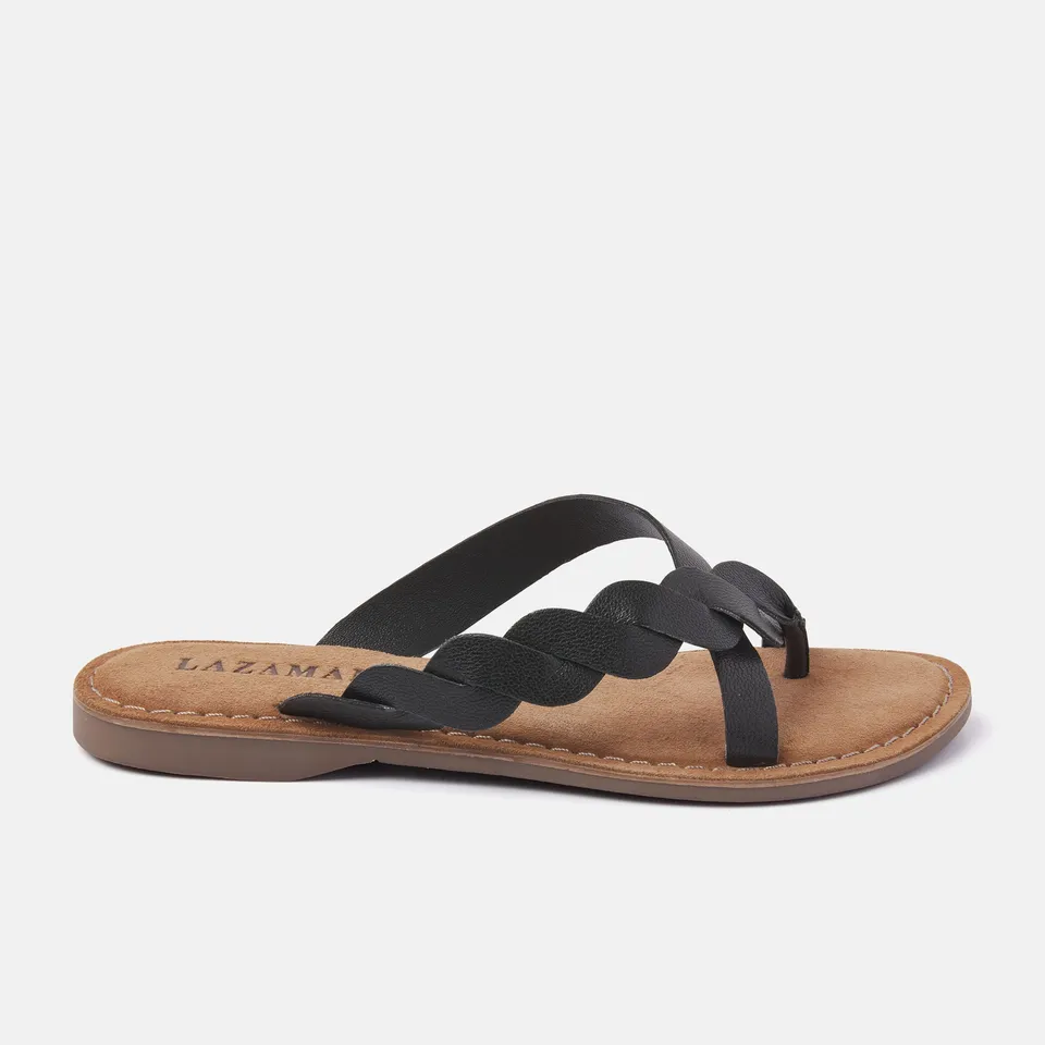 lazamani-ava-damen-leder-zehentrenner-black image 1