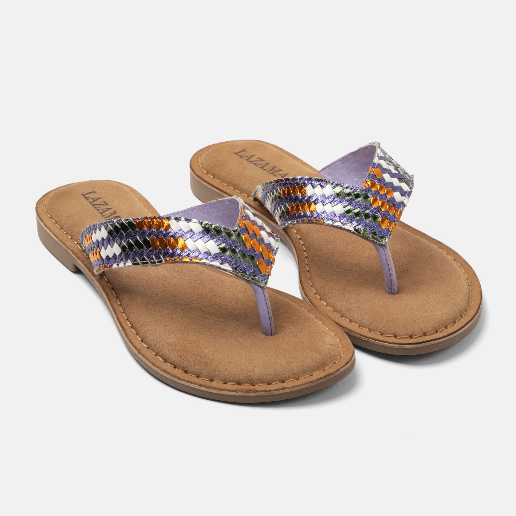 lazamani-tess-damen-leder-zehentrenner-lilac image 3