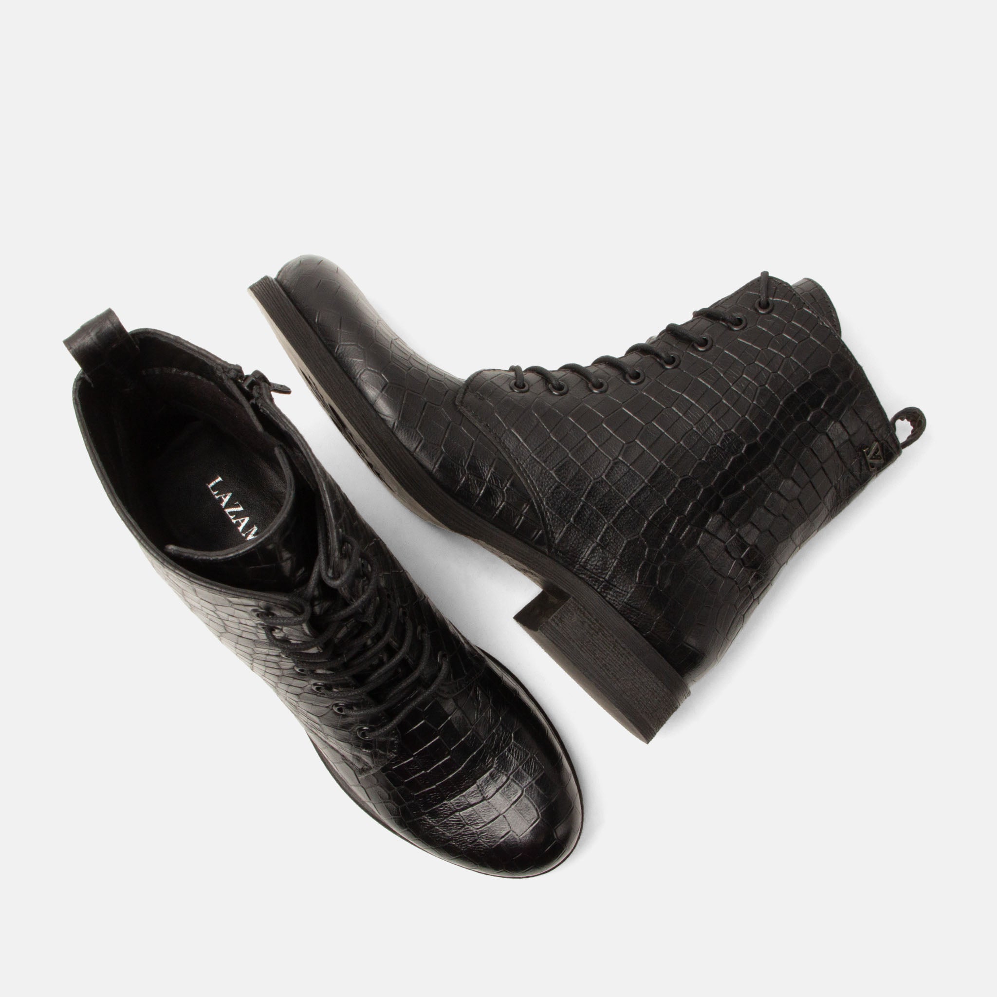 lazamani-nella-damen-leder-schn-rboots-black image 4