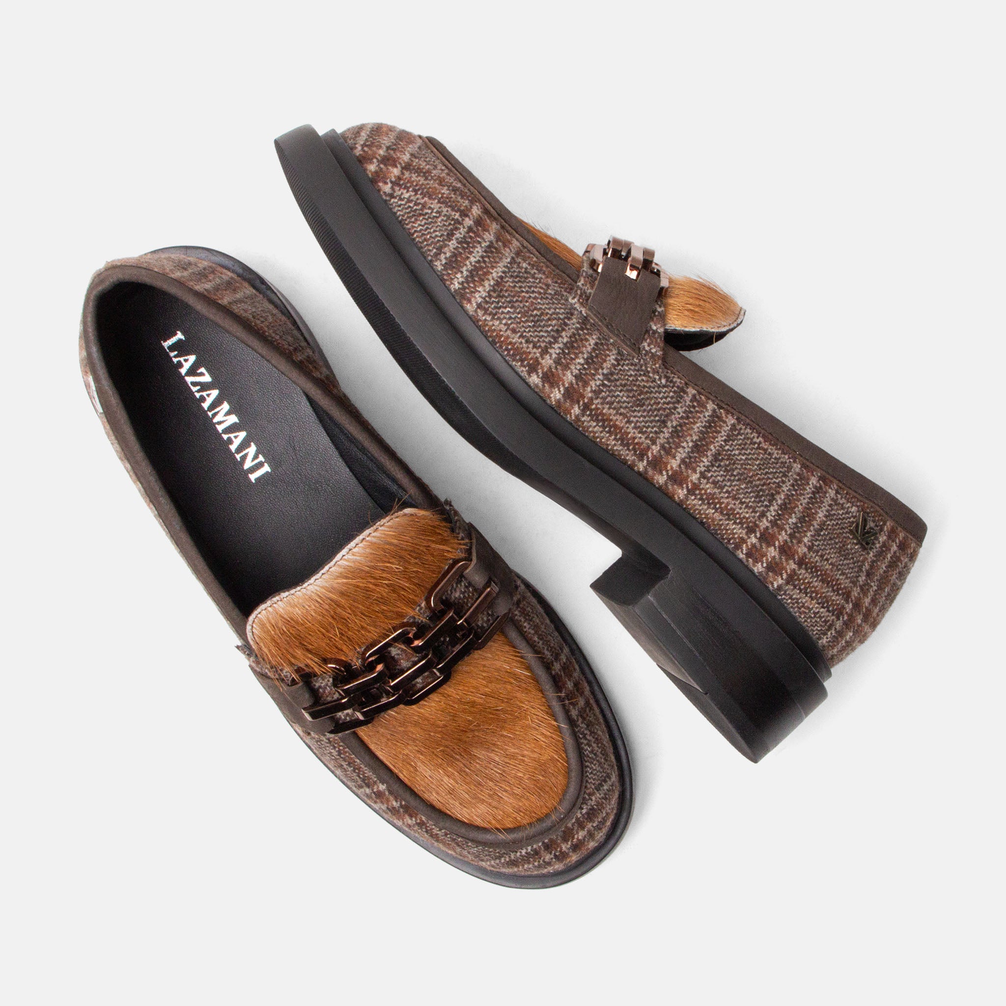 lazamani-oxford-damen-loafer-tartan-cognac image 4