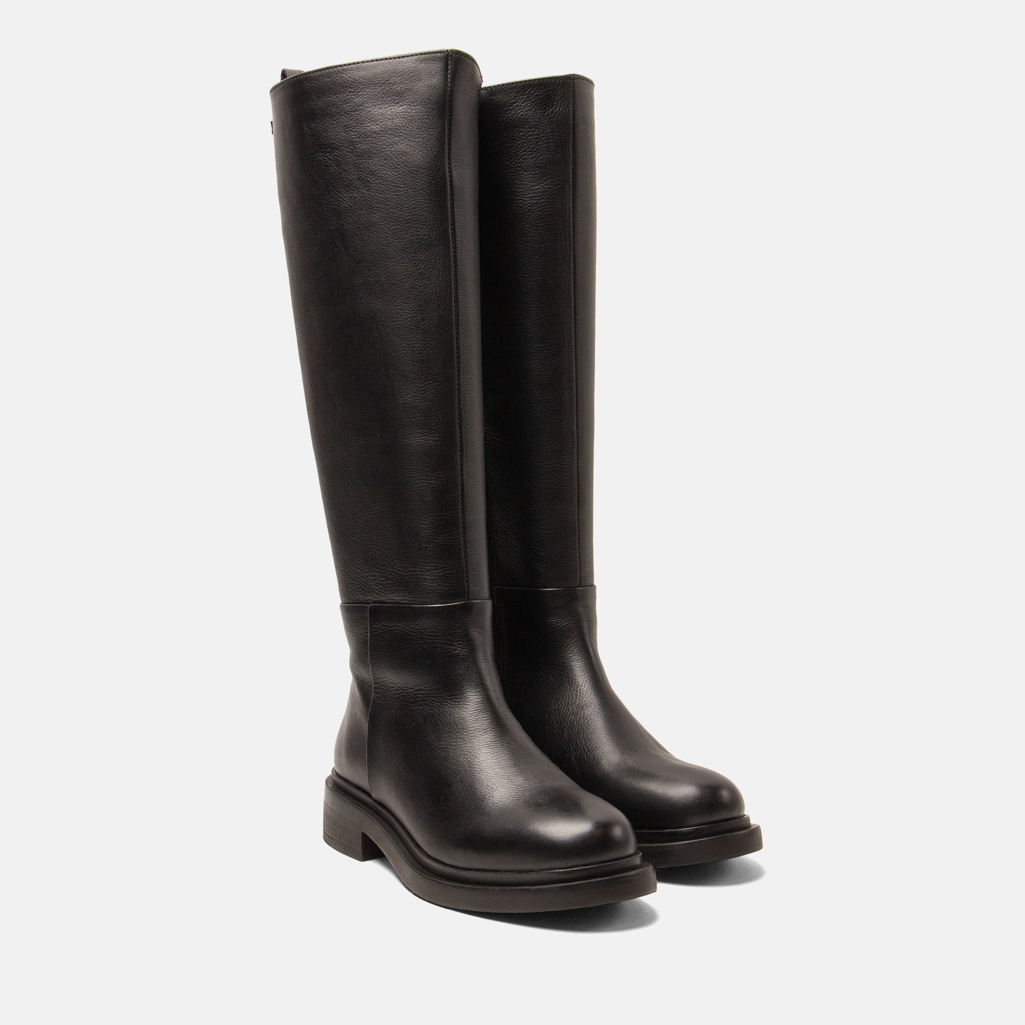 lazamani-uma-damen-leder-stiefel-schwarz-blockabsatz-mit-rei-verschluss image 2