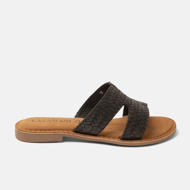 lazamani-puck-damen-leder-pantoletten-black image 1