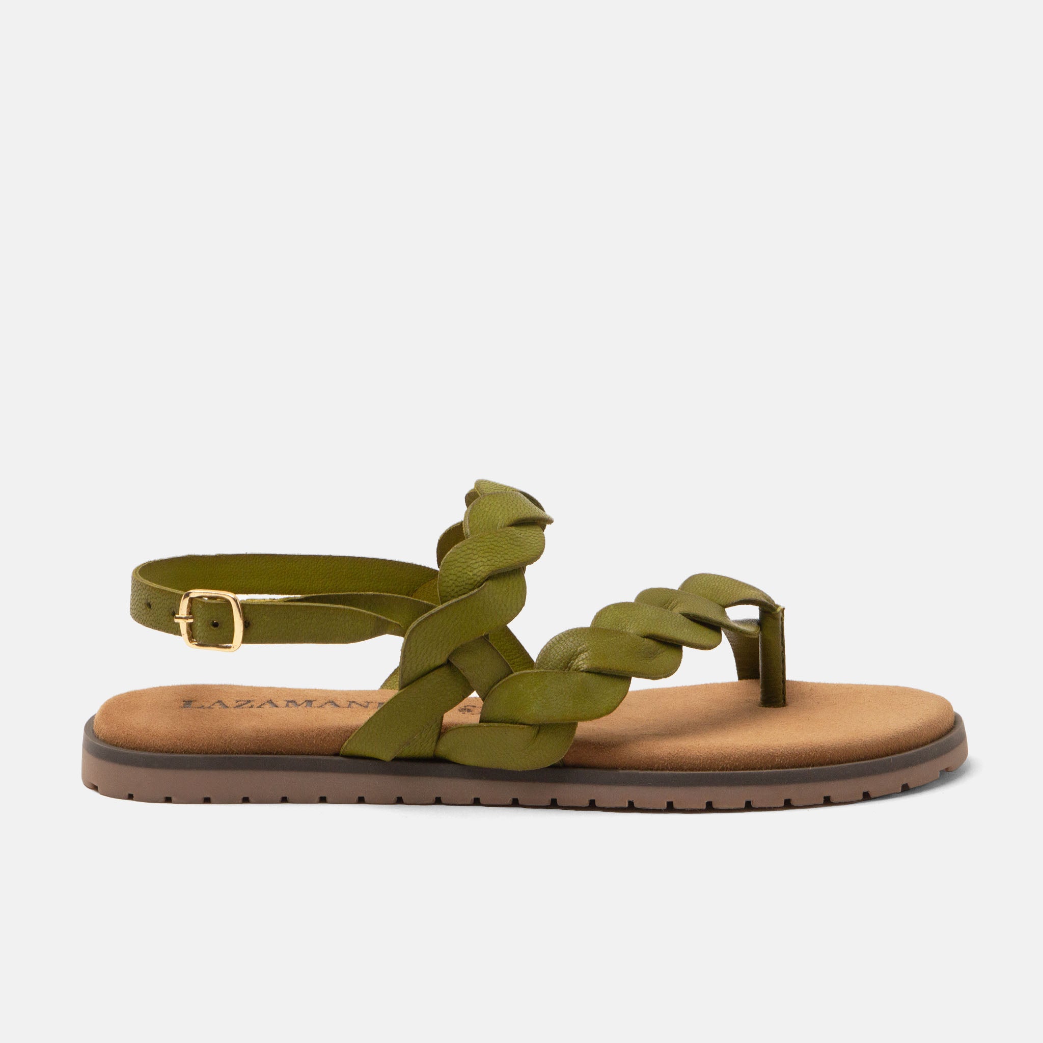 lazamani-jona-damen-leder-sandalen-gr-n-flach image 1
