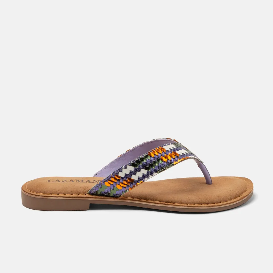lazamani-tess-damen-leder-zehentrenner-lilac image 1