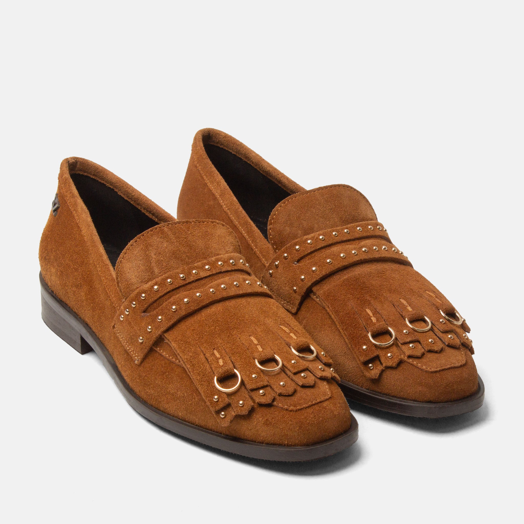 lazamani-suus-damen-wildleder-loafer-cognac-penny-loafer-mit-fransen image 2