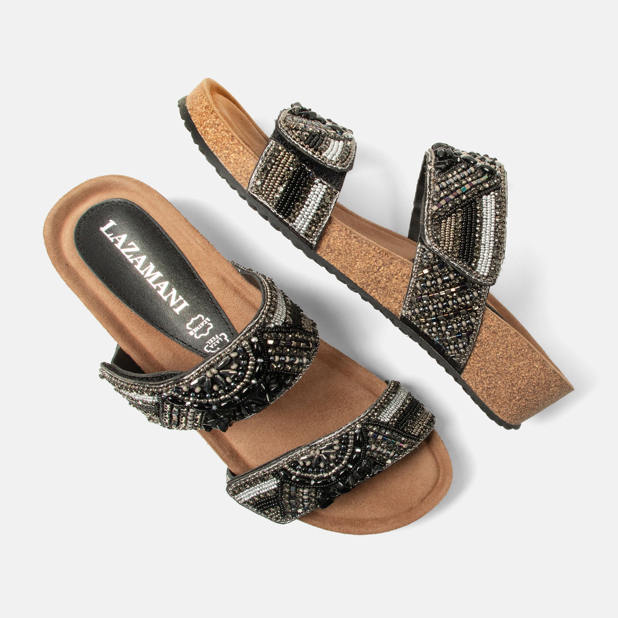 lazamani-sol-damen-leder-pantoletten-black image 3