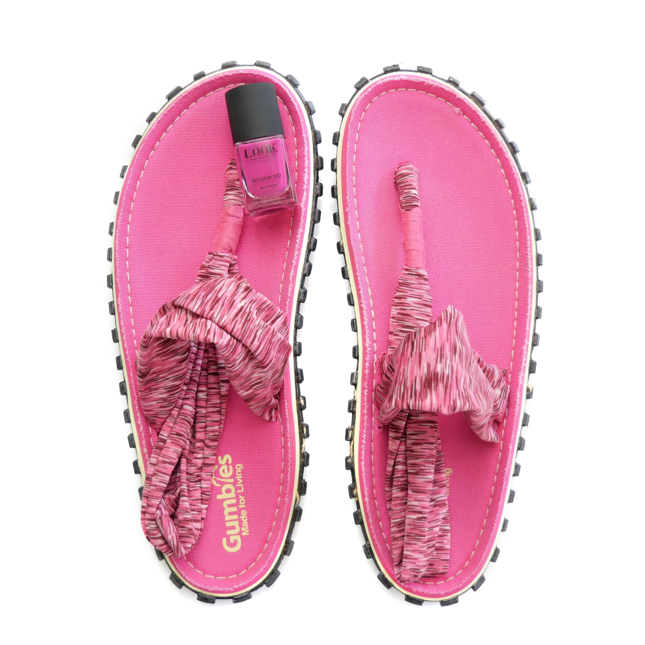 gumbies-slingback-zehentrenner-damen-pink-mit-nagellack-boudoir-red image 1