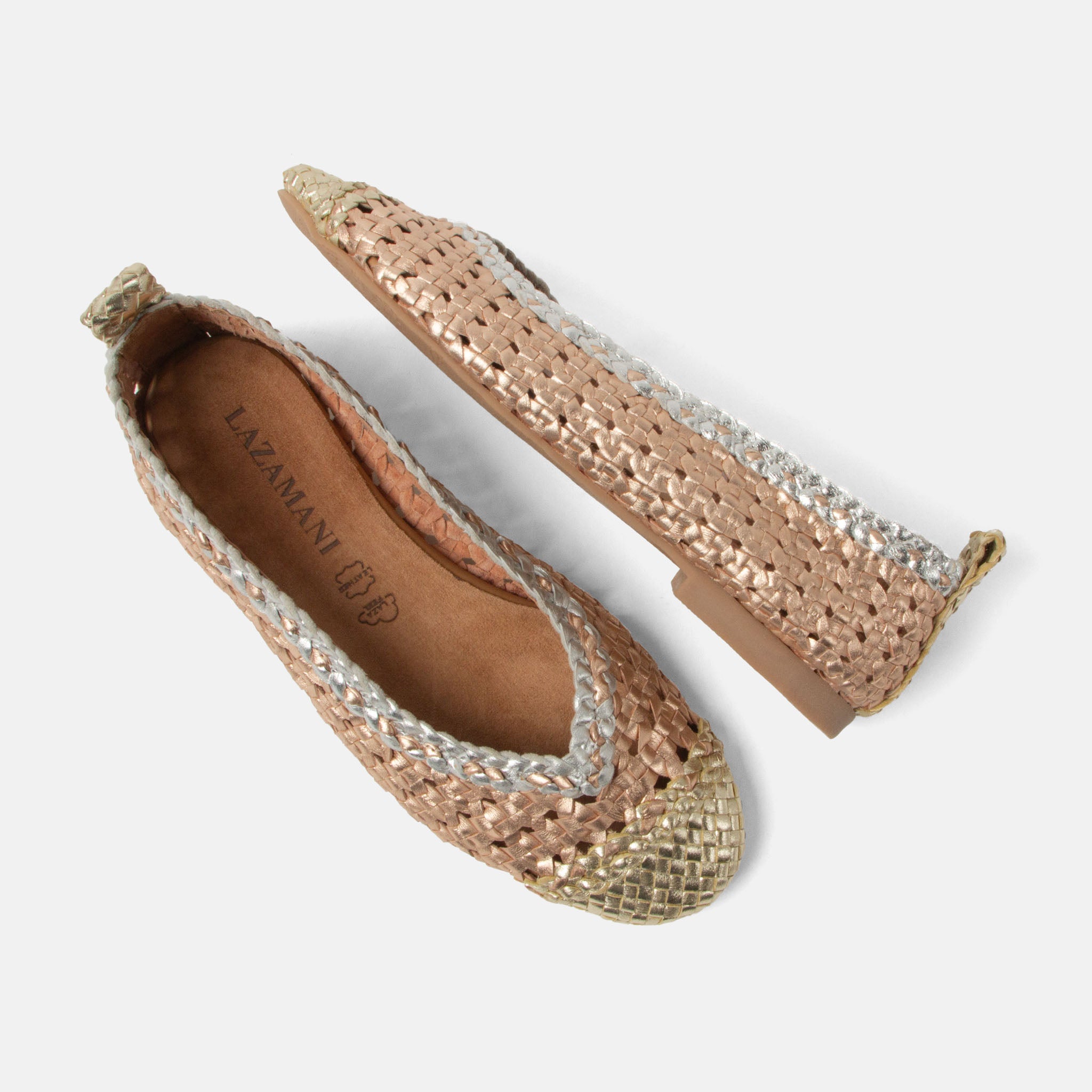 lazamani-brisa-damen-leder-ballerinas-peach-gewebt image 4
