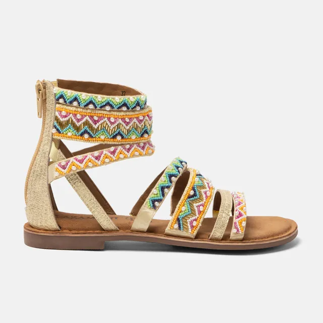 lazamani-fem-damen-sandalen-gold-gladiator-mit-rei-verschluss image 1
