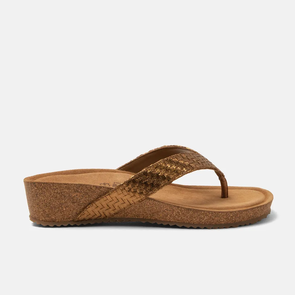 lazamani-leia-damen-zehentrenner-copper-keilsandalen-leder image 1