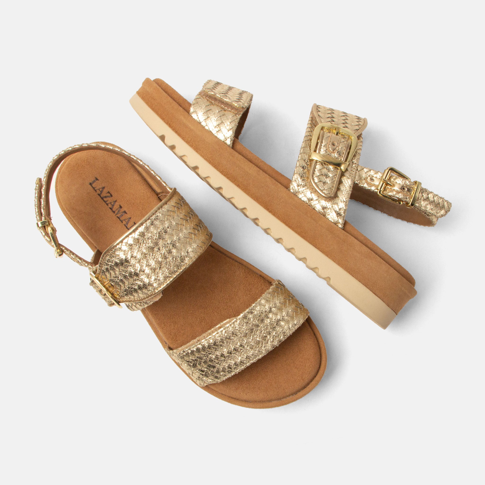 lazamani-fenna-damen-plateau-sandalen-gold-elegant-mit-kombi-verschluss image 3