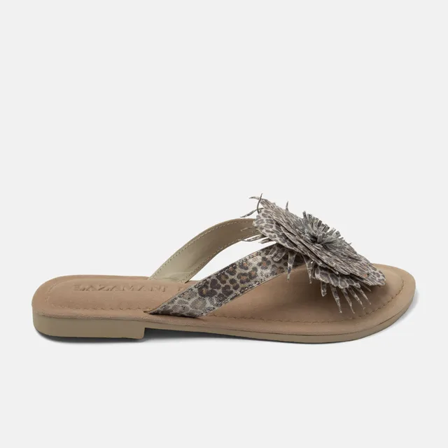 lazamani-nomi-damen-wildleder-zehentrenner-silver-leopard-flach image 1