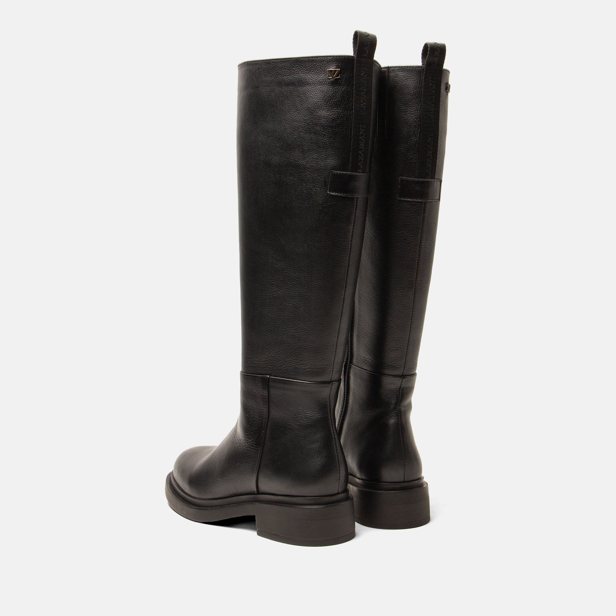 lazamani-uma-damen-leder-stiefel-schwarz-blockabsatz-mit-rei-verschluss image 3