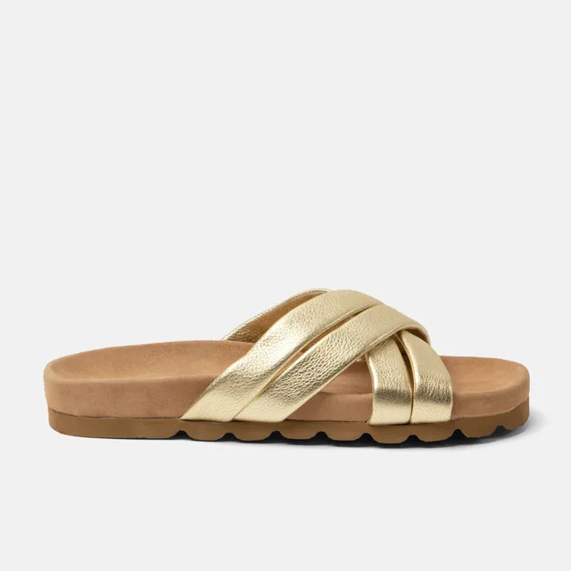 lazamani-lee-damen-leder-pantoletten-gold-plateau-2-5-5-cm-absatz image 1