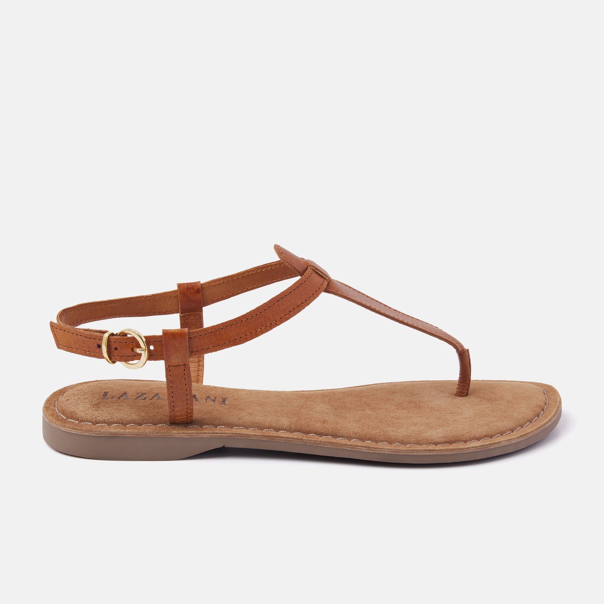 lazamani-iris-damen-ledersandalen-tan-mit-schnalle image 1