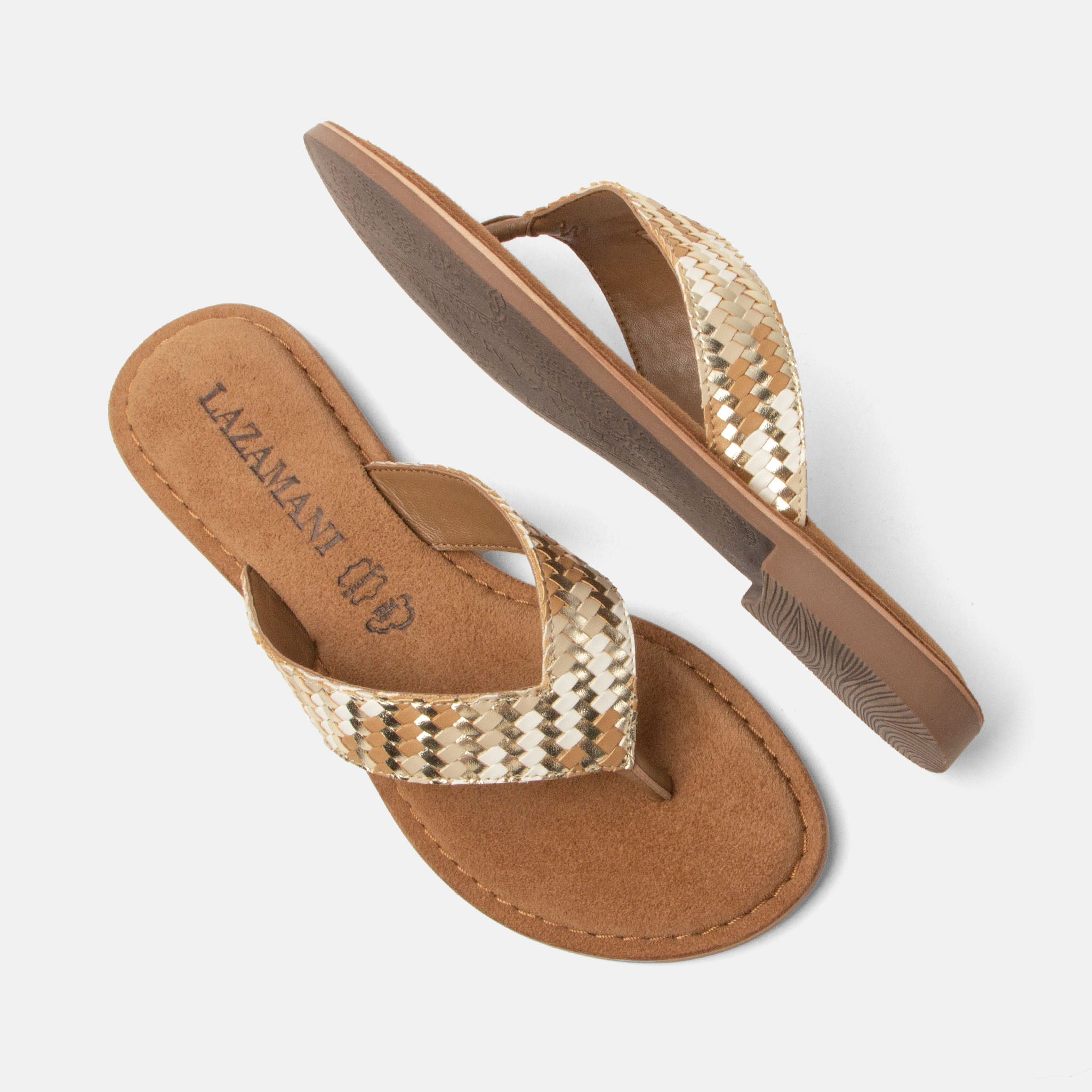 lazamani-tess-damen-leder-zehentrenner-beige image 4