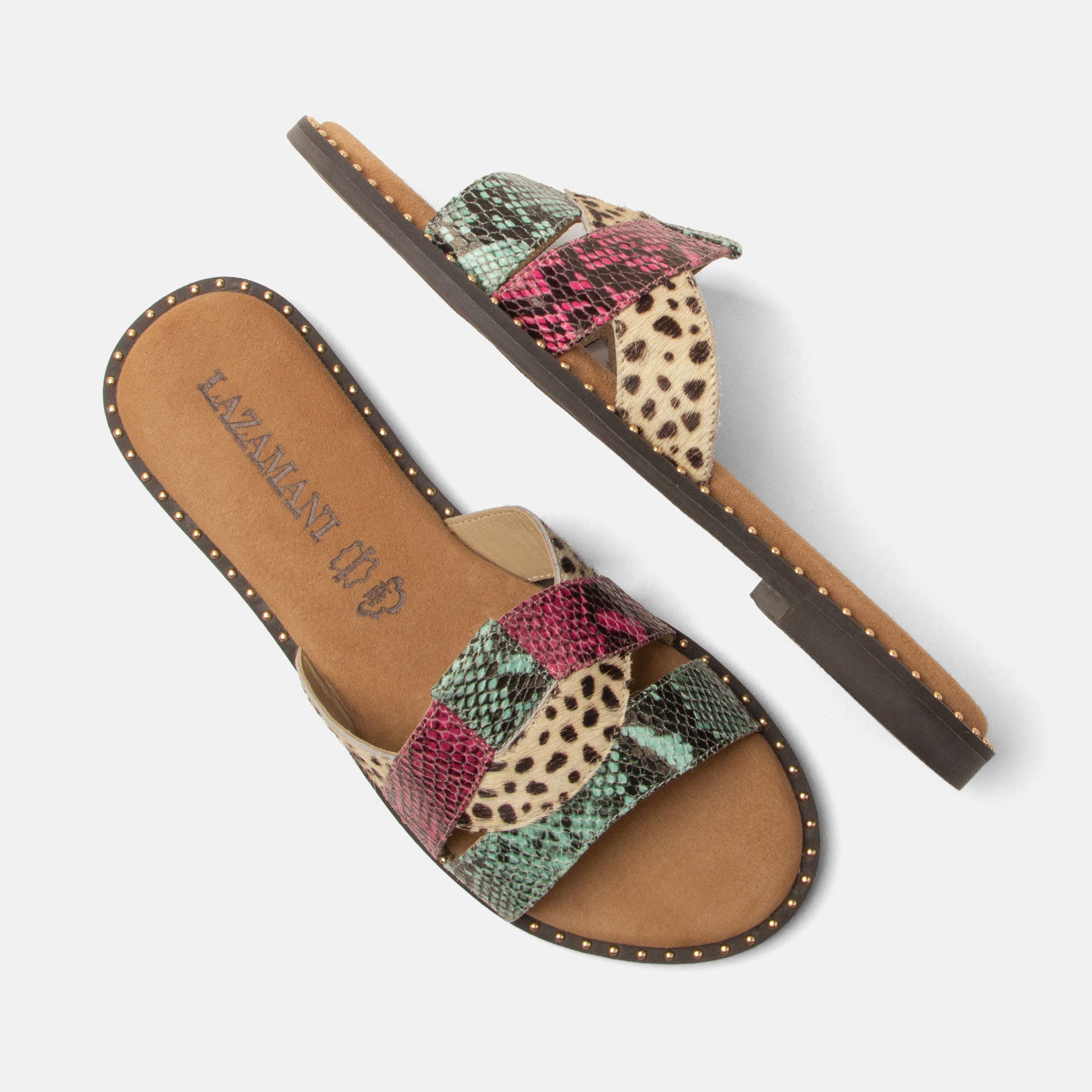 lazamani-suze-damen-pantoletten-fuxia-animal-print image 3