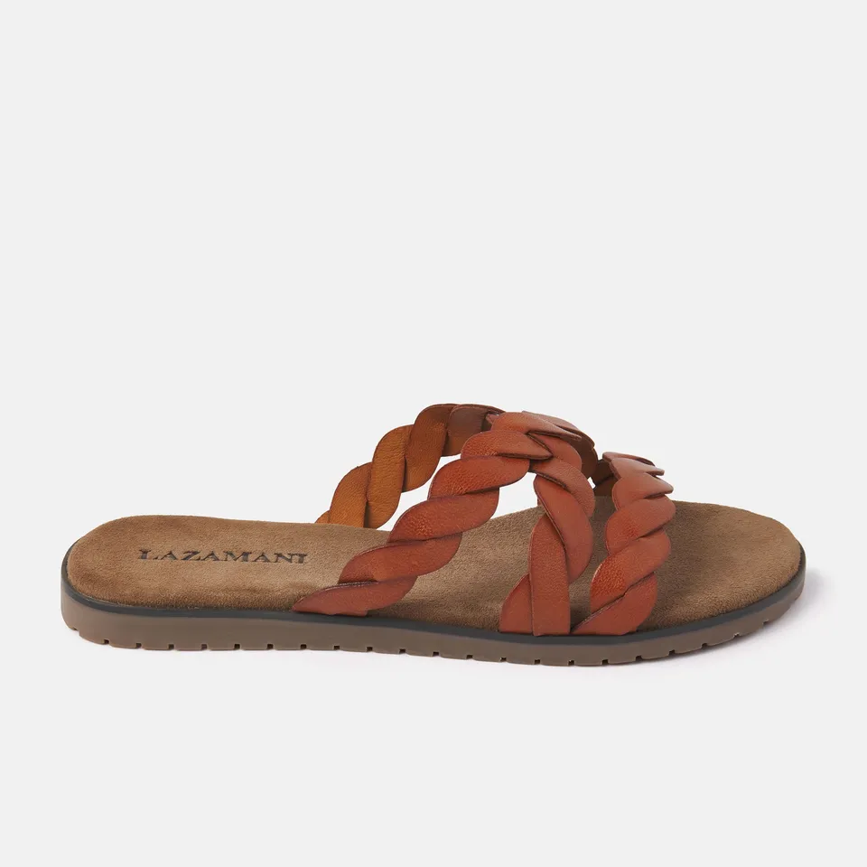 lazamani-eden-damen-leder-pantoletten-tan-cognac image 1