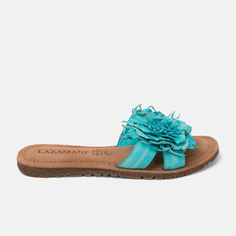 lazamani-zinnia-damen-leder-pantoletten-turquoise image 1