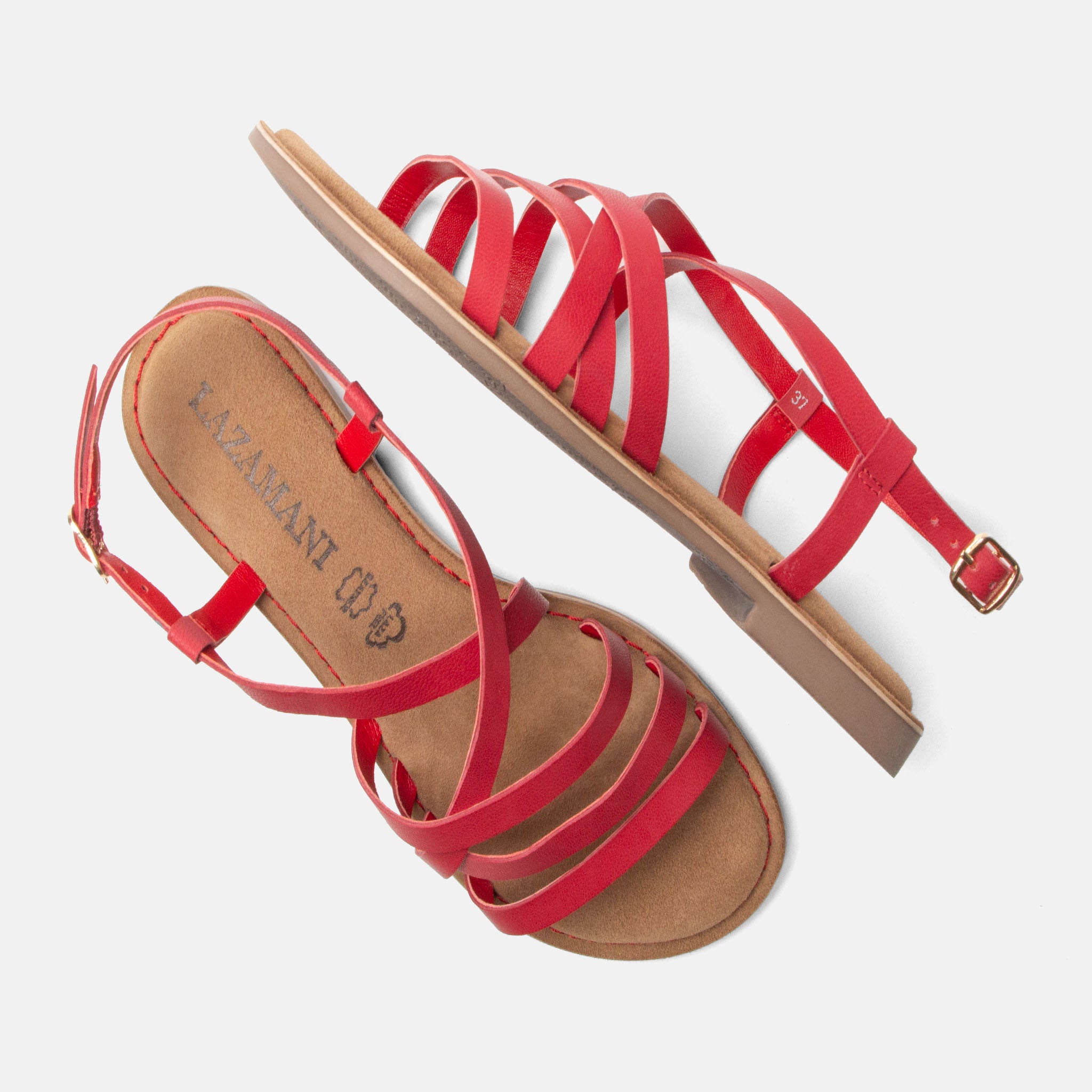 lazamani-zuza-damen-ledersandalen-rot image 4