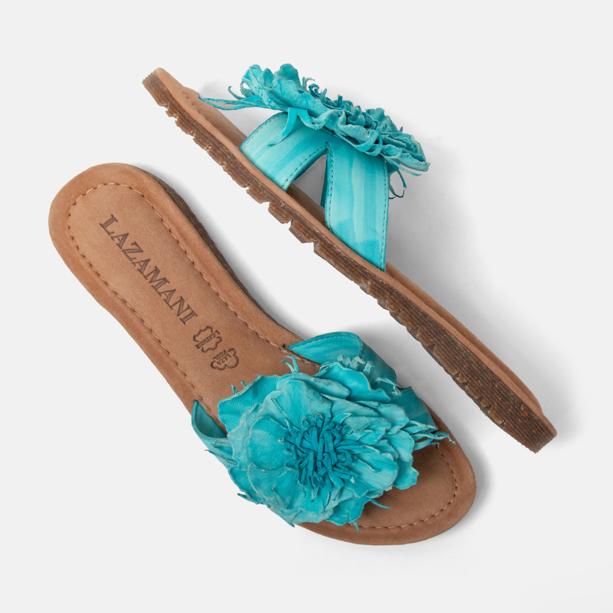 lazamani-zinnia-damen-leder-pantoletten-turquoise image 3