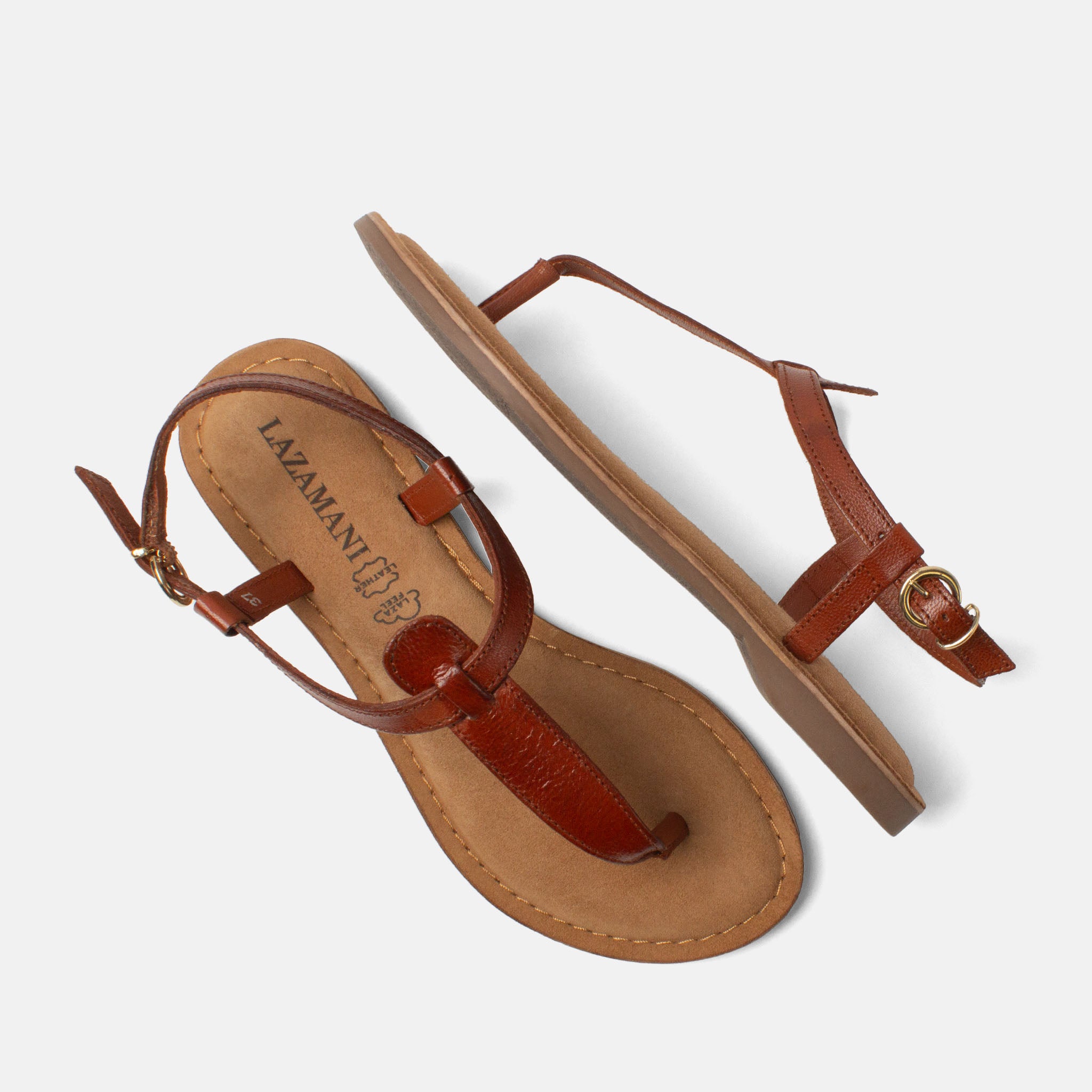 lazamani-imme-damen-ledersandalen-tan image 4