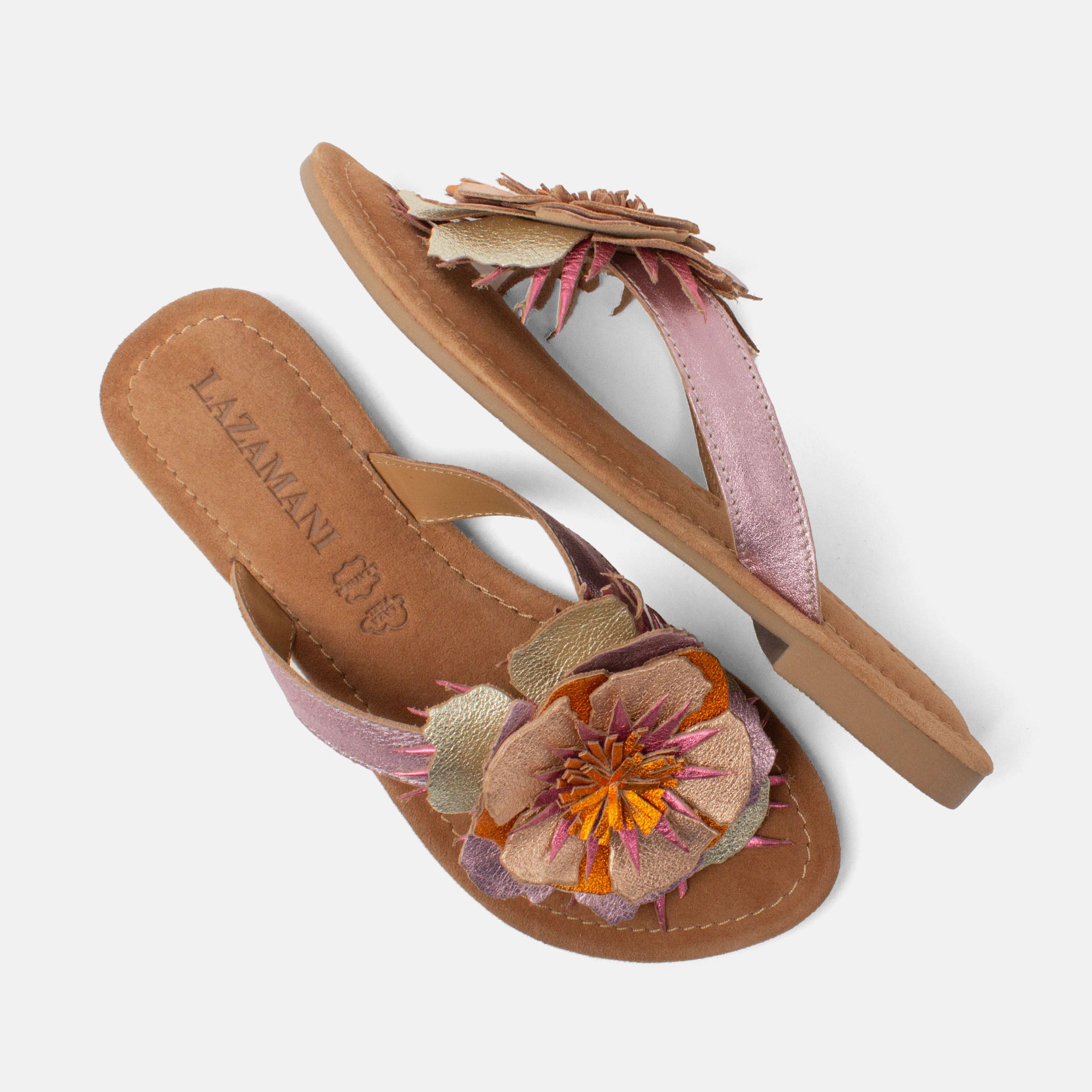 lazamani-hilde-damen-leder-zehentrenner-rose image 4
