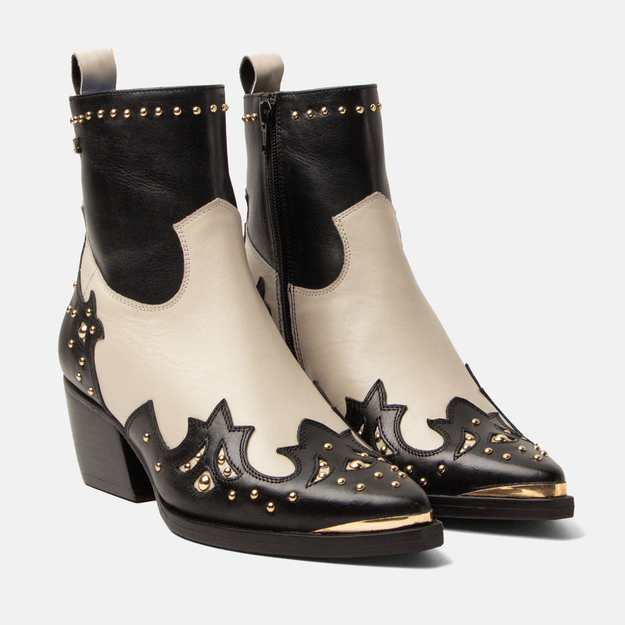 lazamani-kaia-damen-leder-stiefeletten-black-white image 2