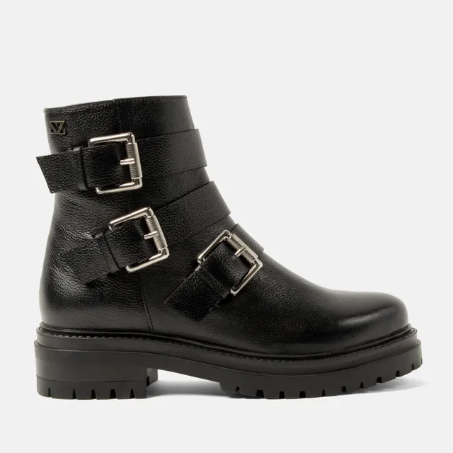 lazamani-reina-damen-leder-biker-boots-black-mit-blockabsatz image 1