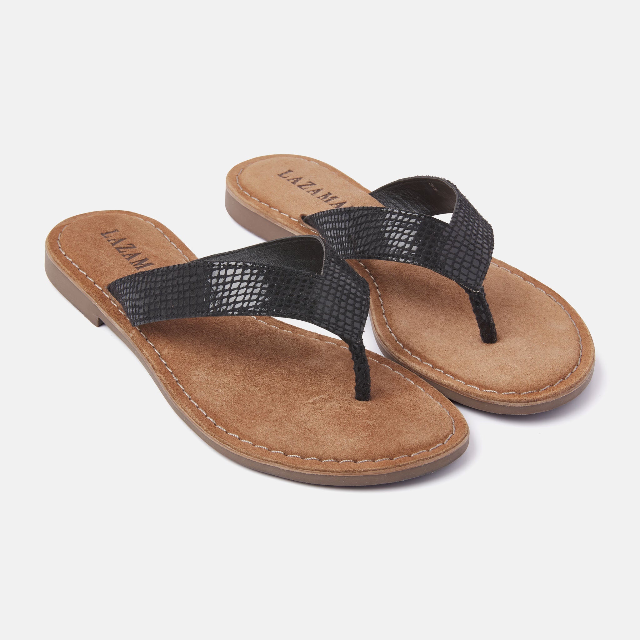 lazamani-vera-damen-leder-zehentrenner-black image 2