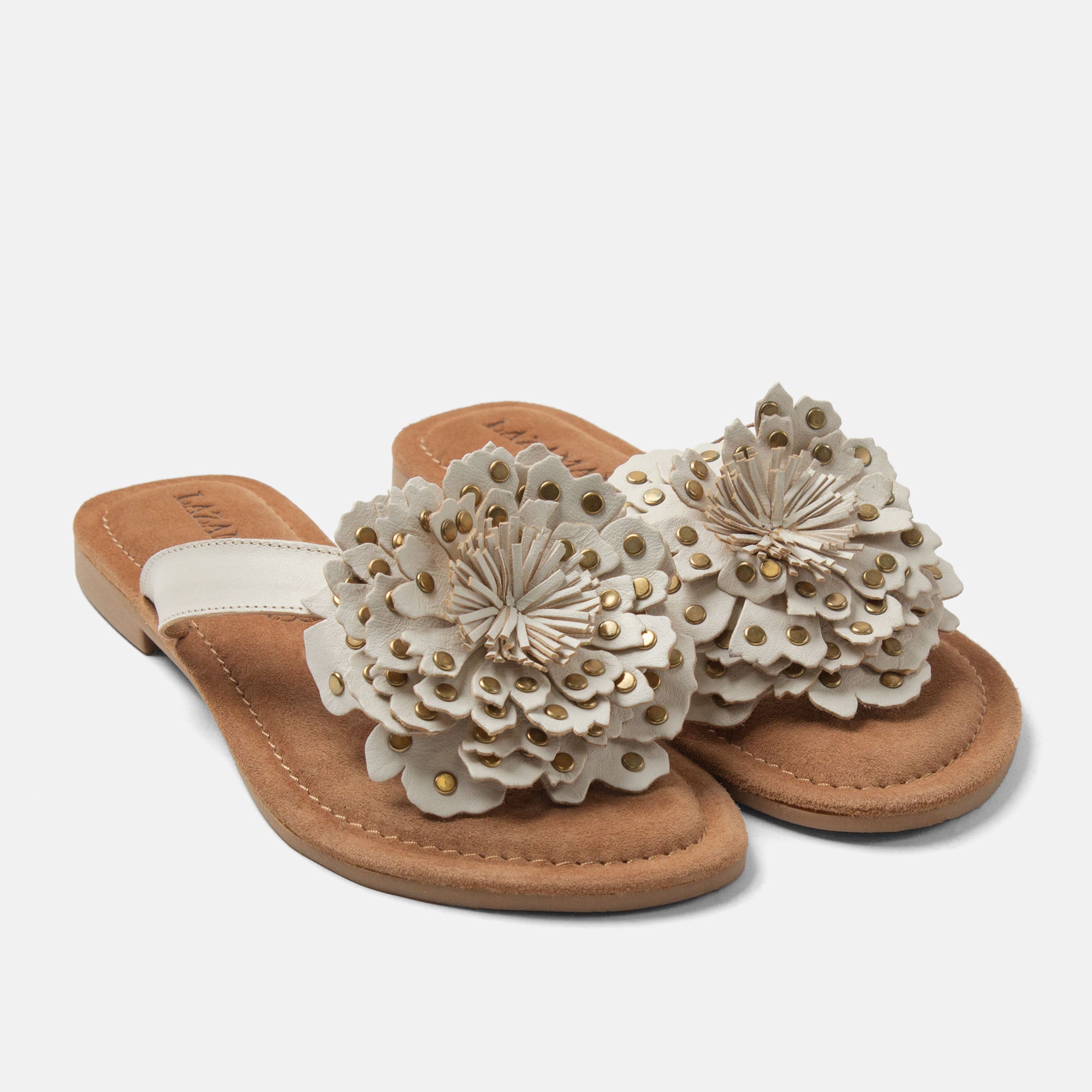 lazamani-kira-damen-leder-zehentrenner-white image 3