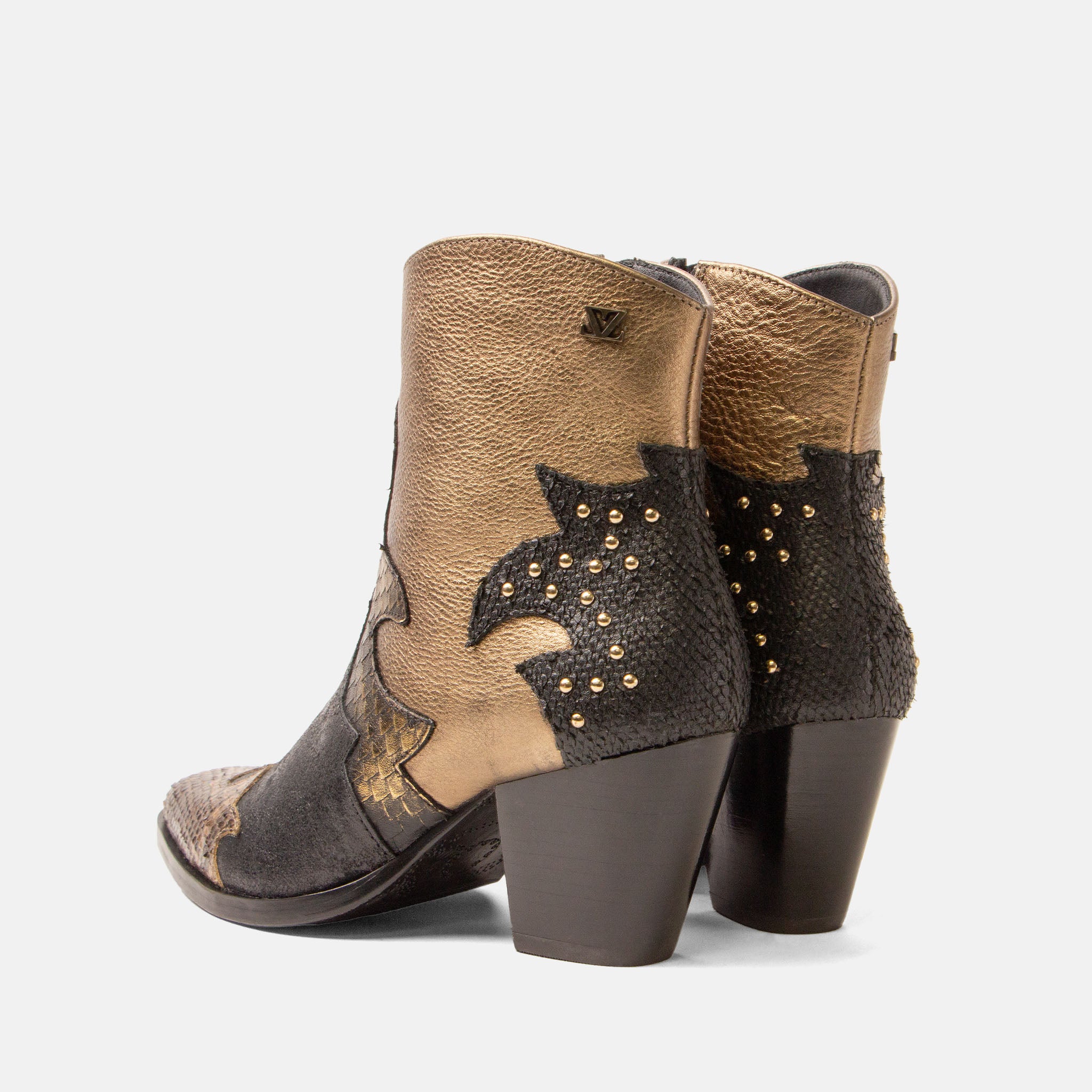 lazamani-stevie-damen-leder-stiefeletten-gold image 4