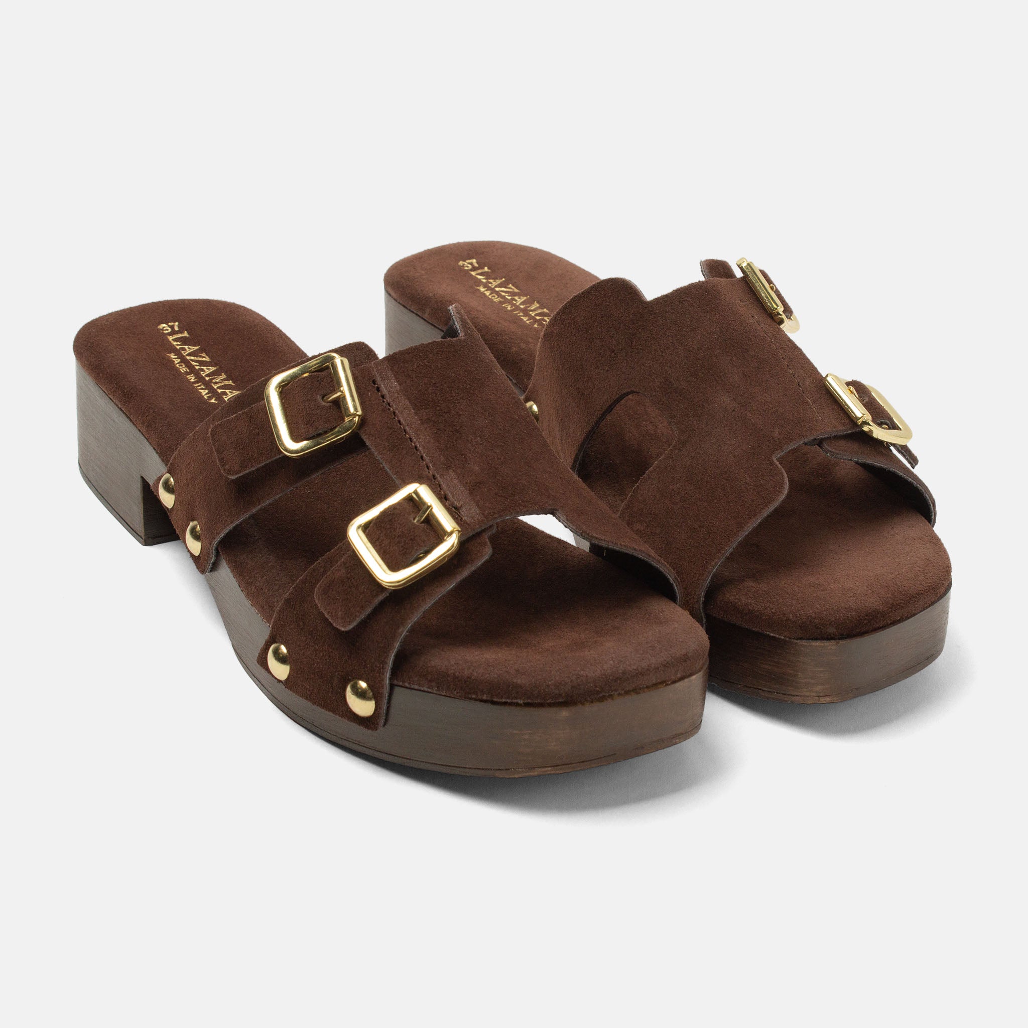 lazamani-aria-damen-wildleder-clogs-brown image 3