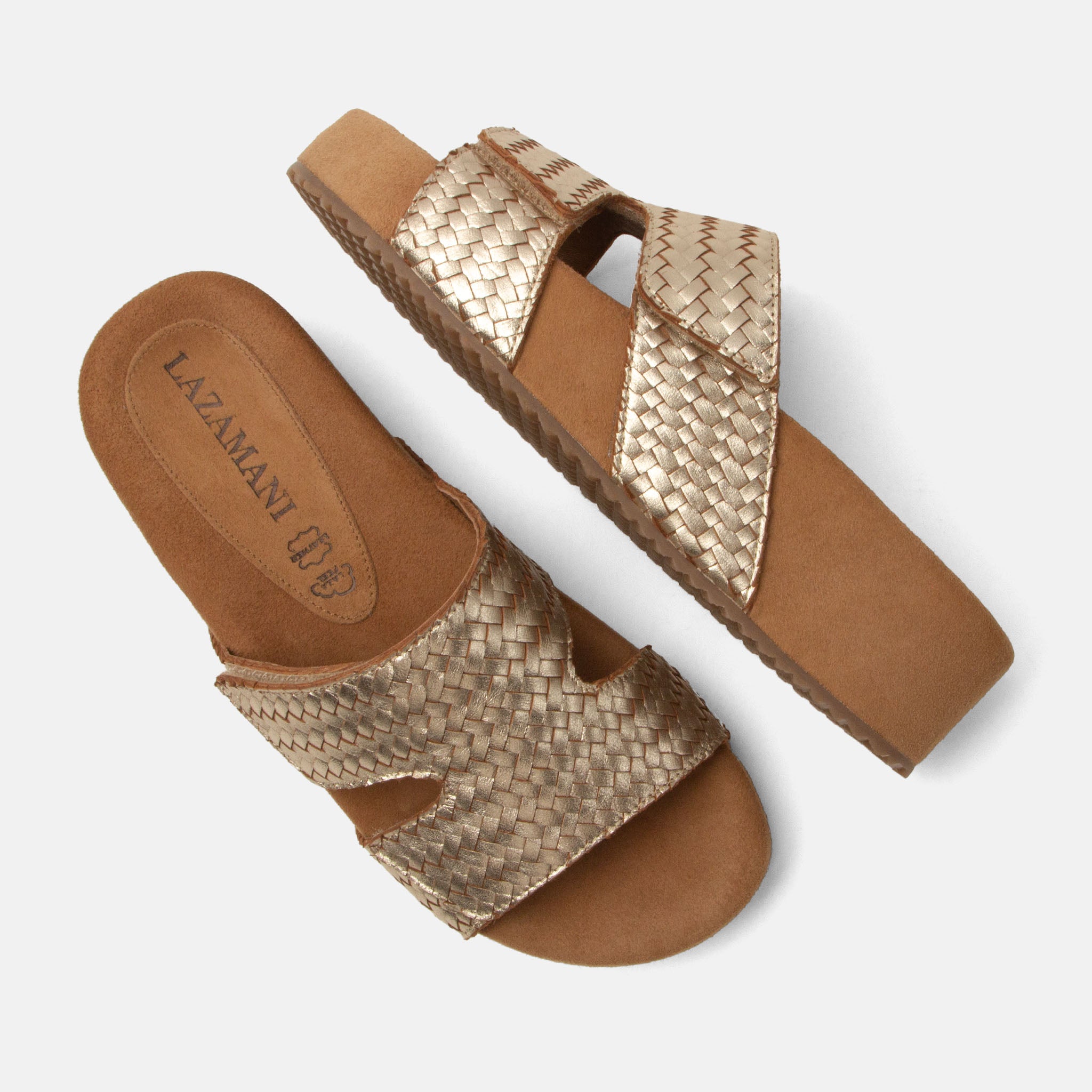 lazamani-mille-damen-leder-pantoletten-gold image 3