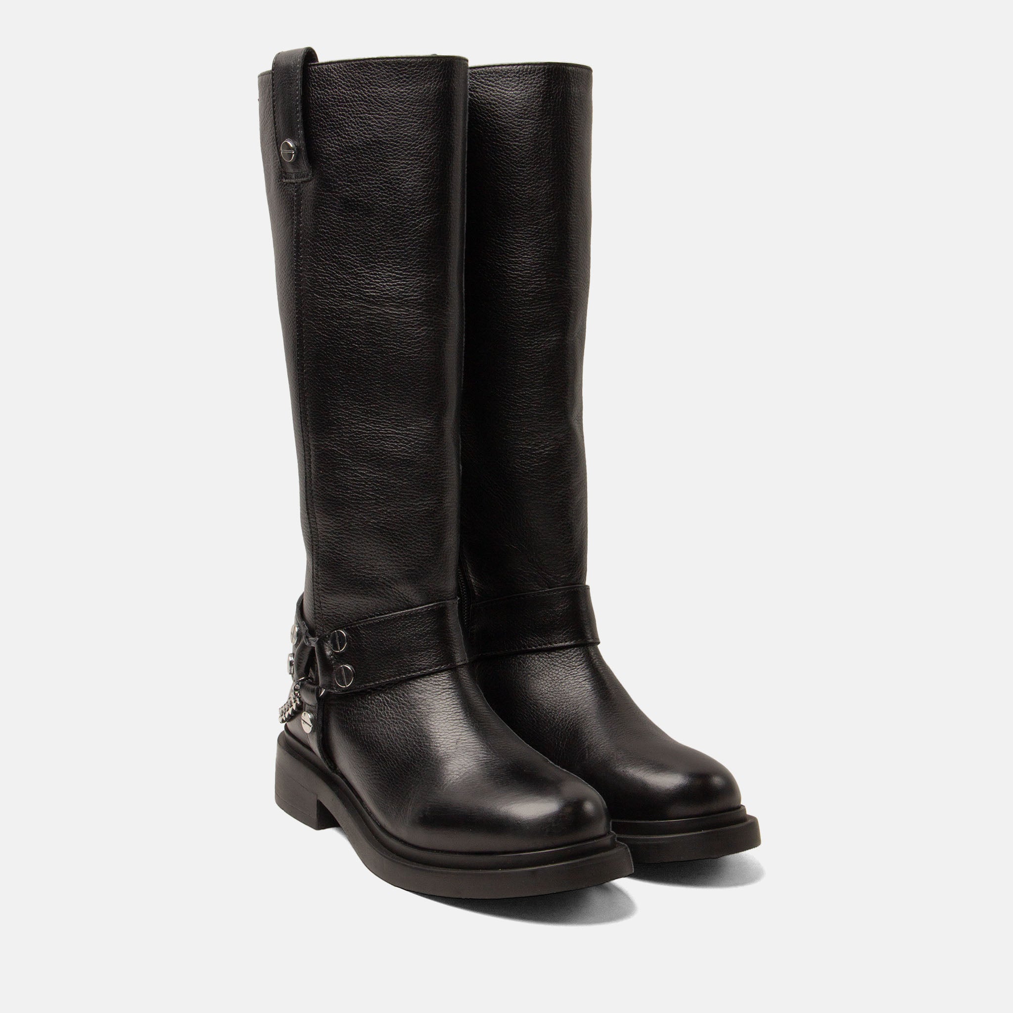 lazamani-leslie-damen-leder-stiefel-black-blockabsatz-rei-verschluss image 3