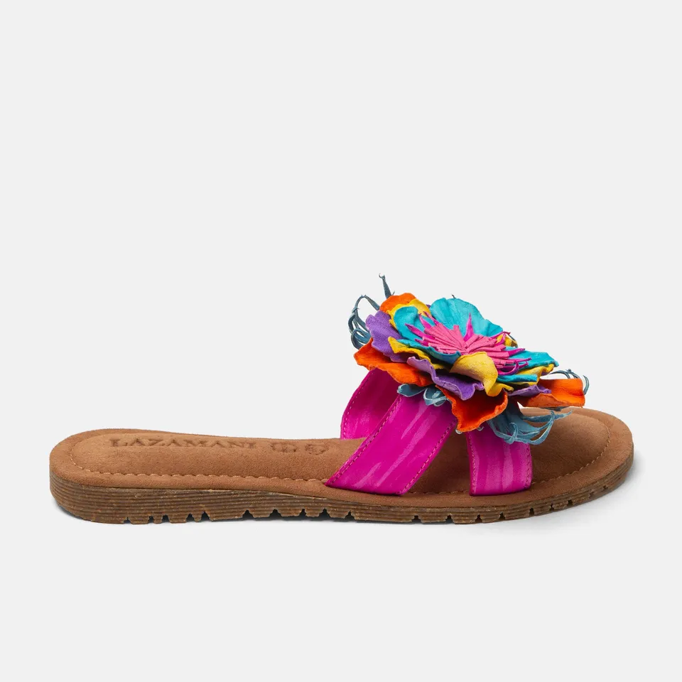 lazamani-zinnia-damen-leder-pantoletten-fuxia image 1