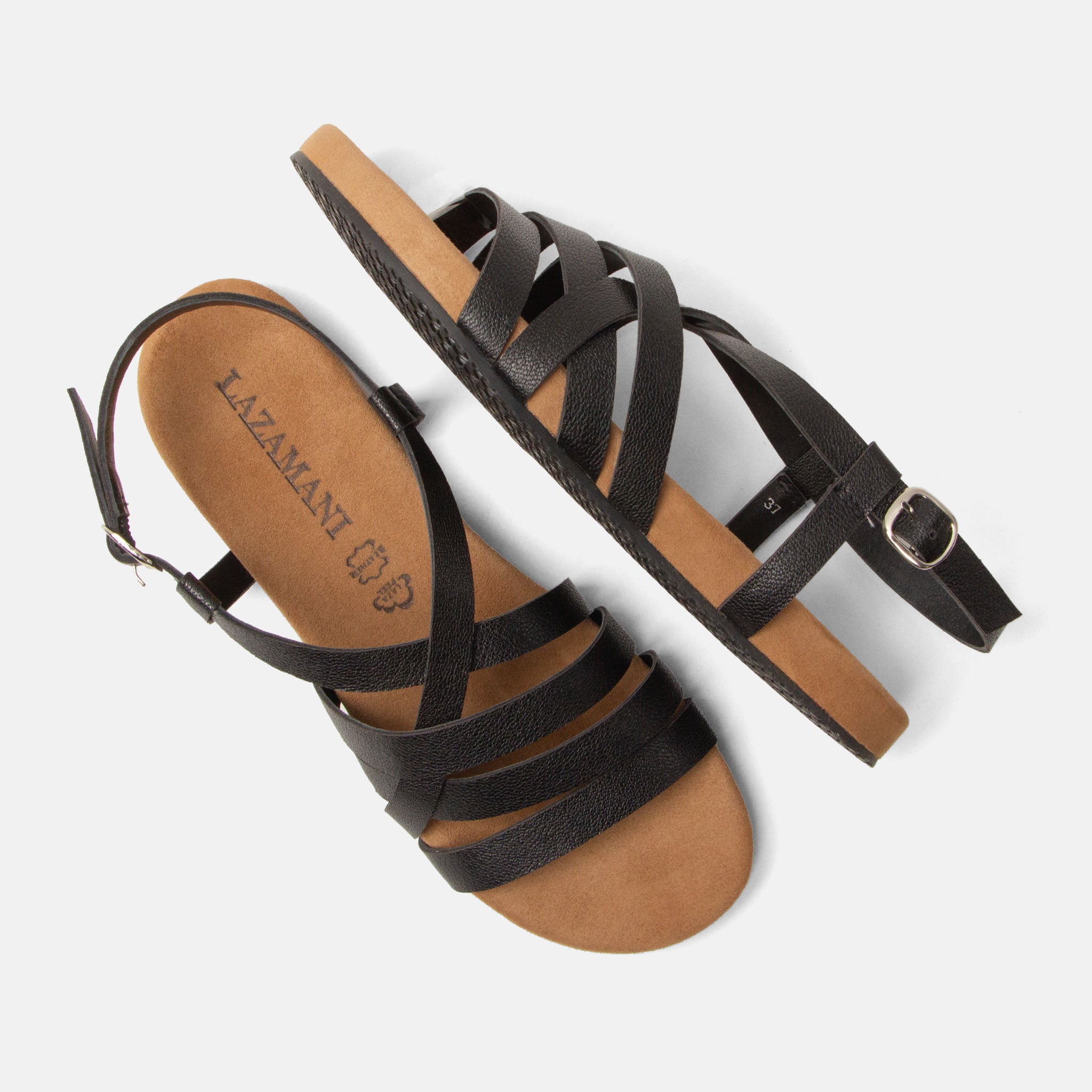 lazamani-lotta-damen-leder-sandalen-black-mit-slingback image 4