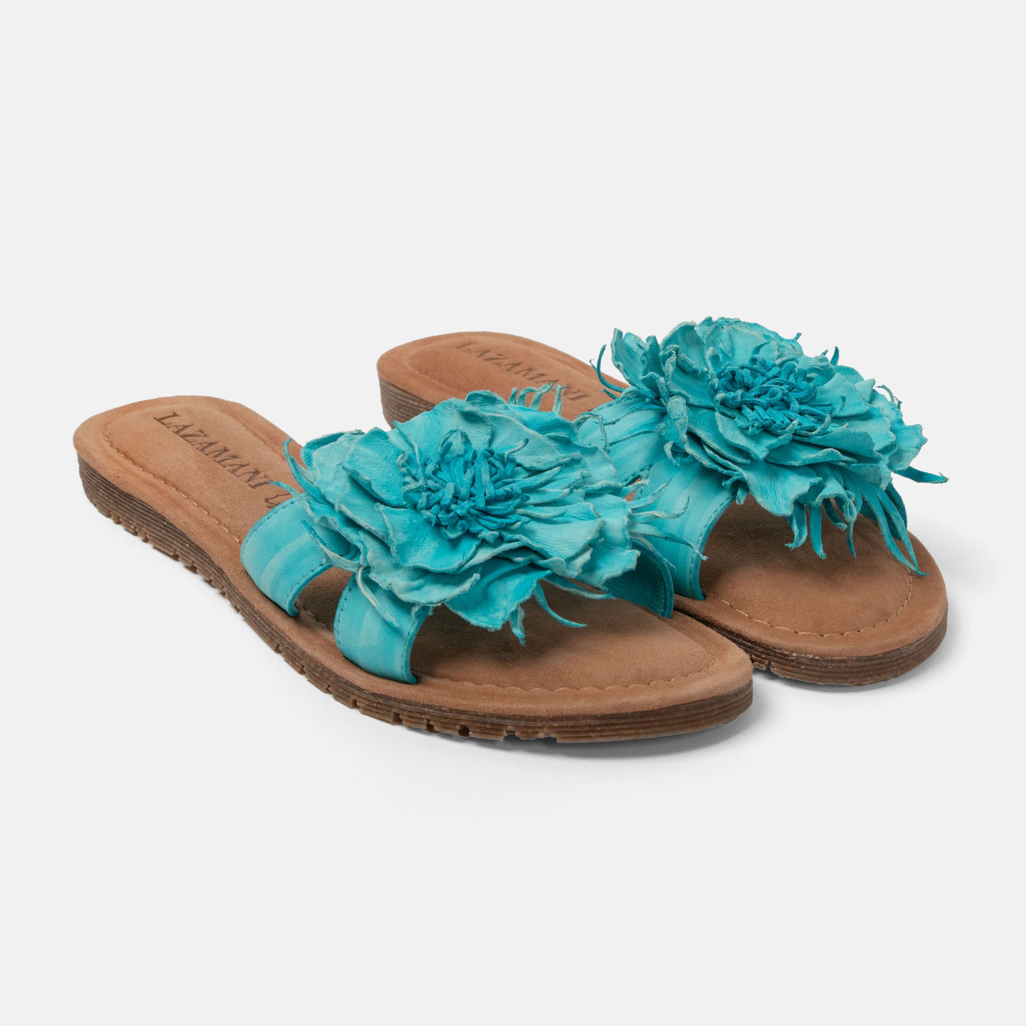 lazamani-zinnia-damen-leder-pantoletten-turquoise image 2