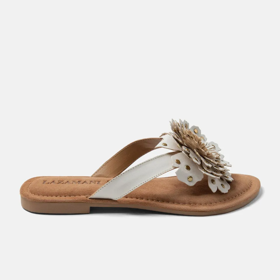 lazamani-kira-damen-leder-zehentrenner-white image 1