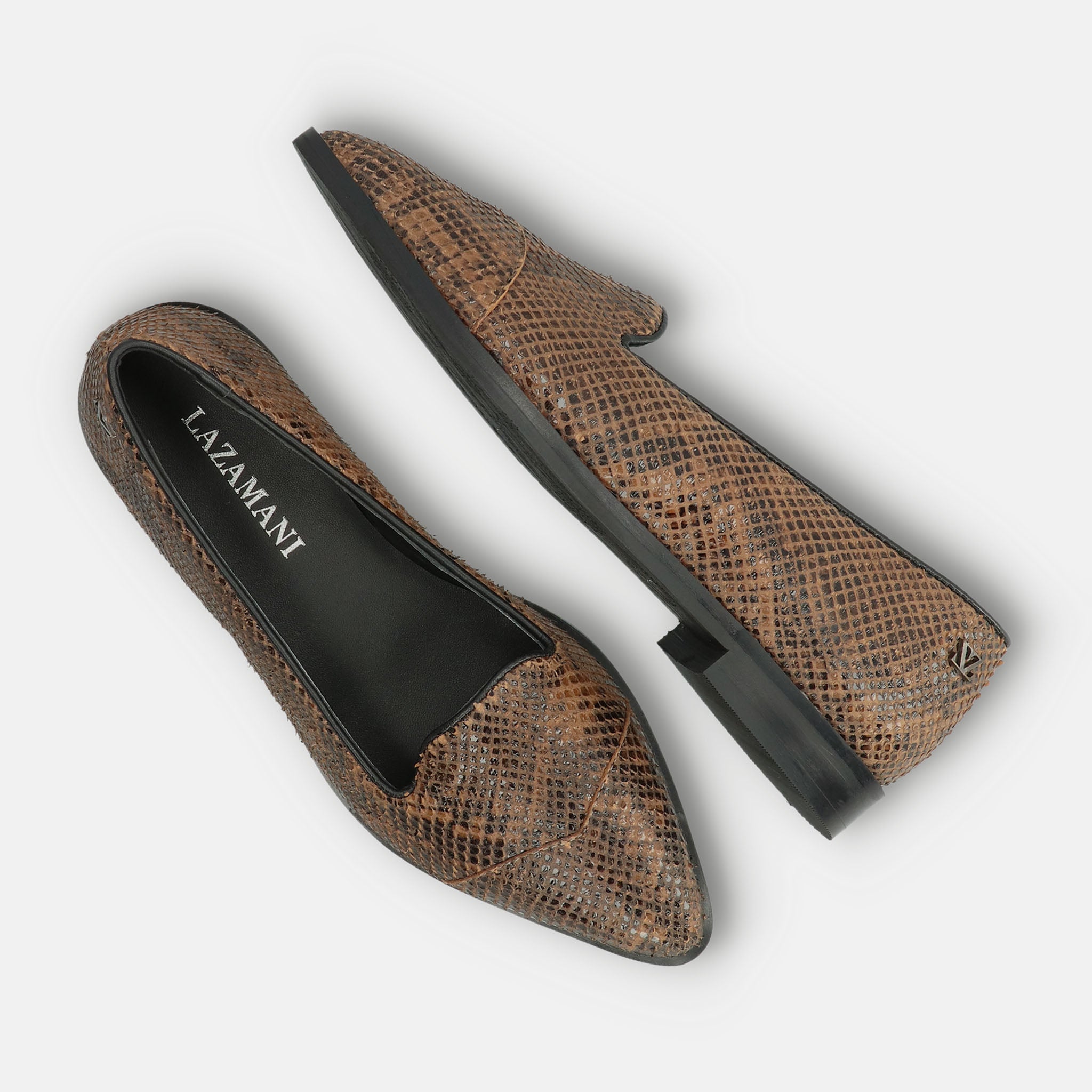 lazamani-flora-damen-leder-loafers-biscuit-snake image 4