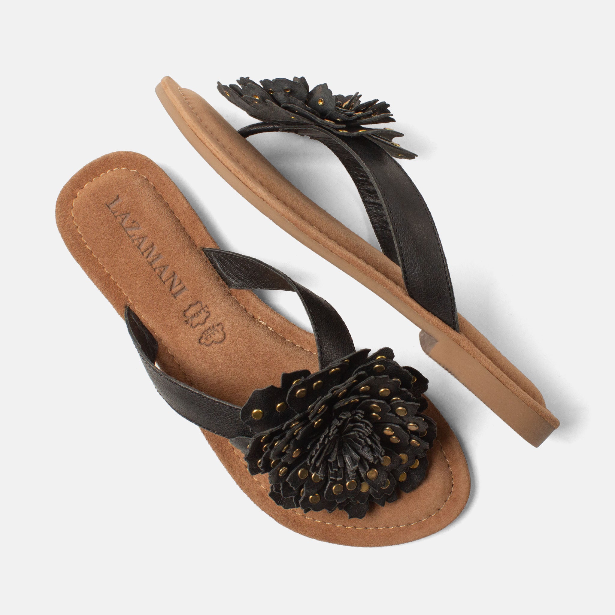 lazamani-kira-damen-leder-zehentrenner-black image 4