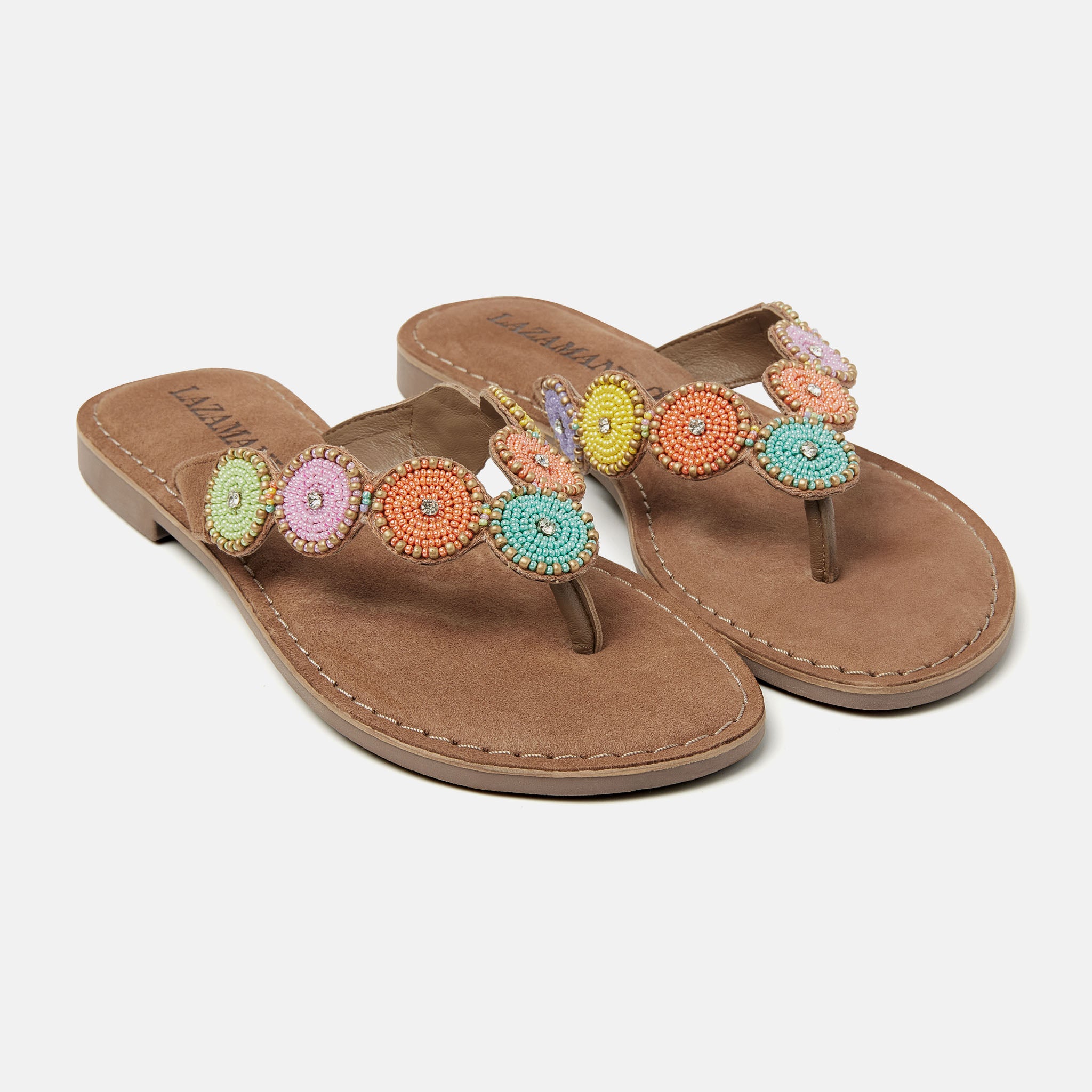 lazamani-luna-damen-wildleder-zehentrenner-multi image 2