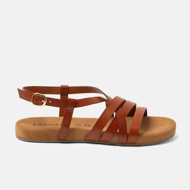 lazamani-lotta-damen-leder-sandalen-tan-slingback image 1
