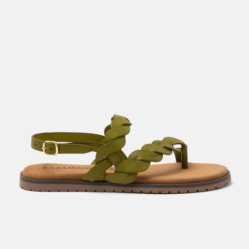 lazamani-jona-damen-leder-sandalen-gr-n-flach image 1