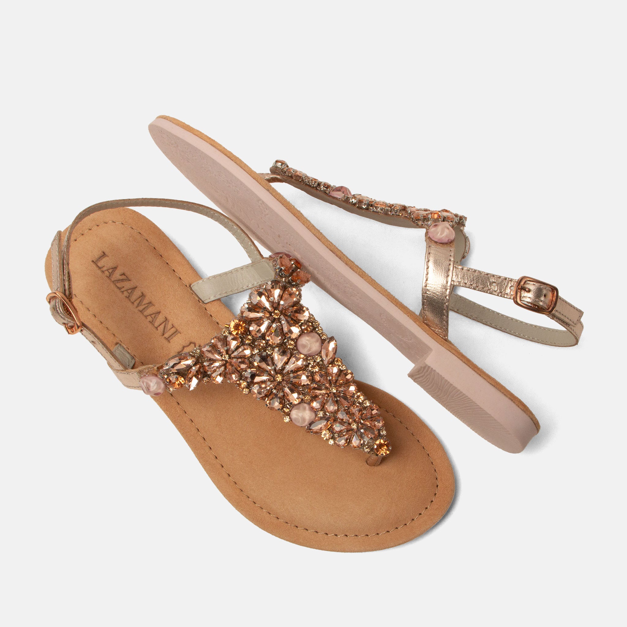 lazamani-sil-damen-leder-sandalen-ros-gold image 3