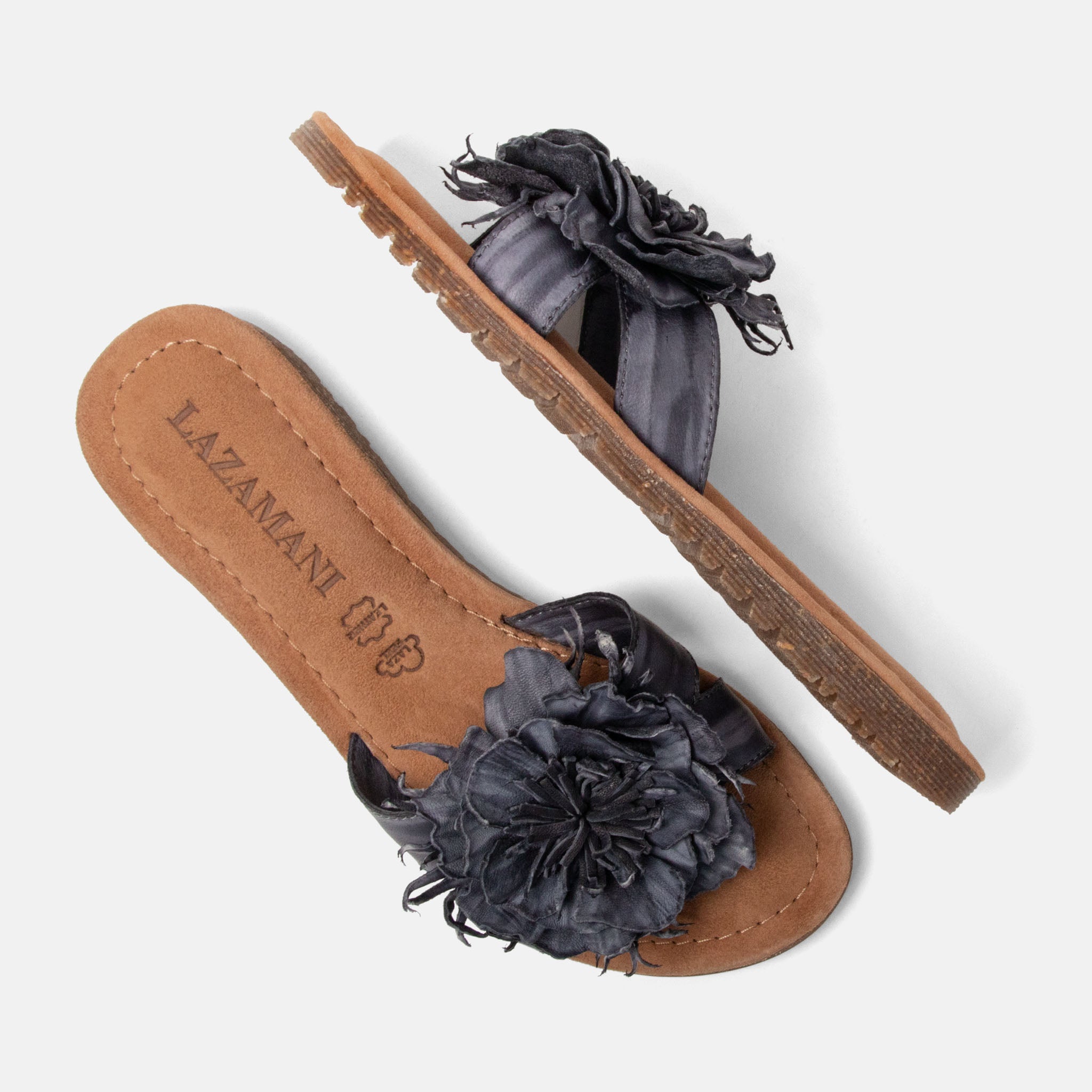 lazamani-zinnia-damen-leder-pantoletten-black image 3