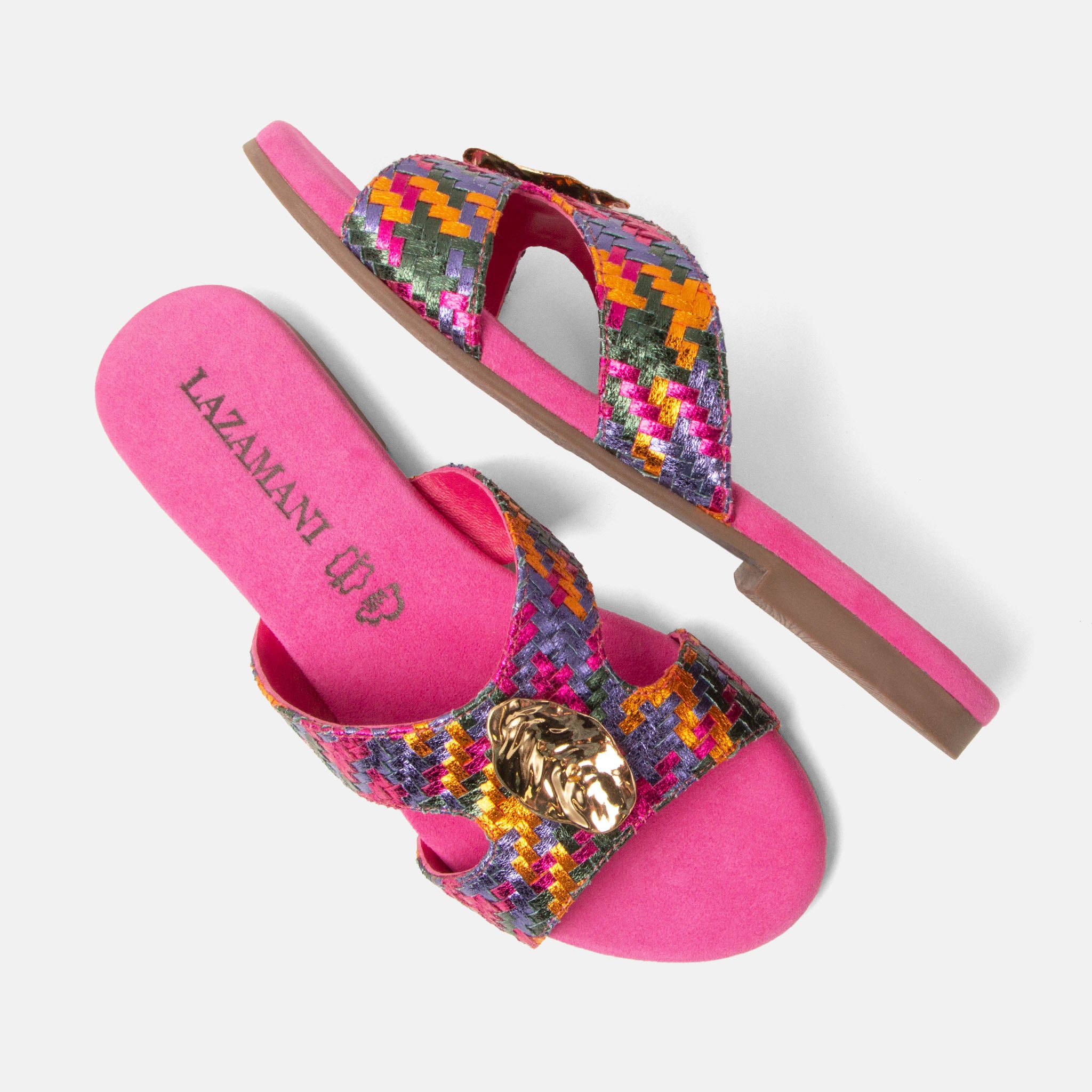 lazamani-hailey-damen-leder-pantoletten-fuxia image 3