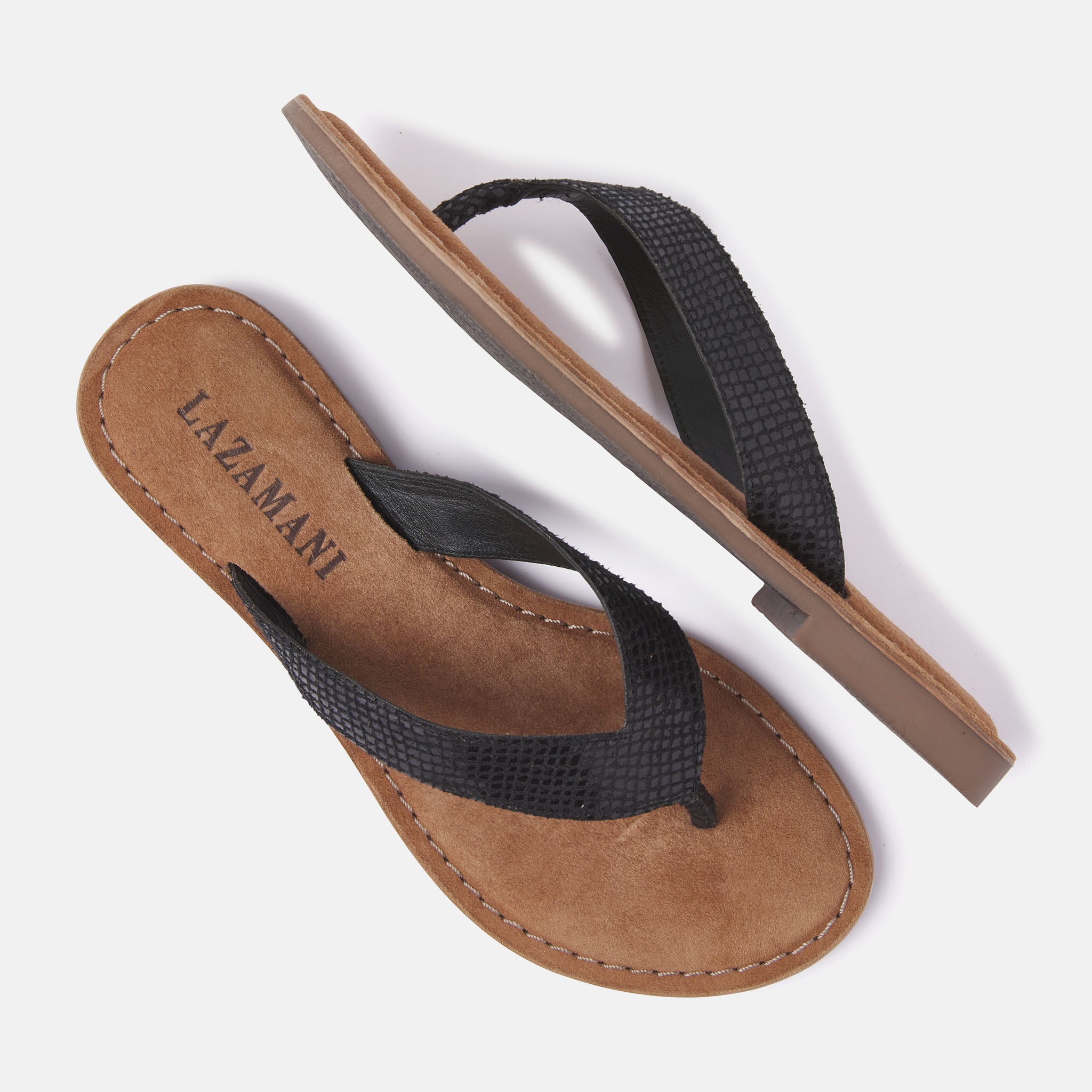 lazamani-vera-damen-leder-zehentrenner-black image 3