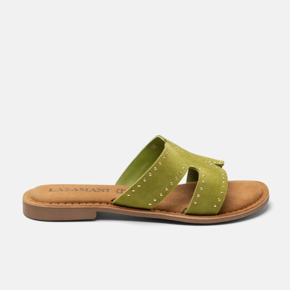 lazamani-lina-damen-wildleder-pantoletten-green image 1
